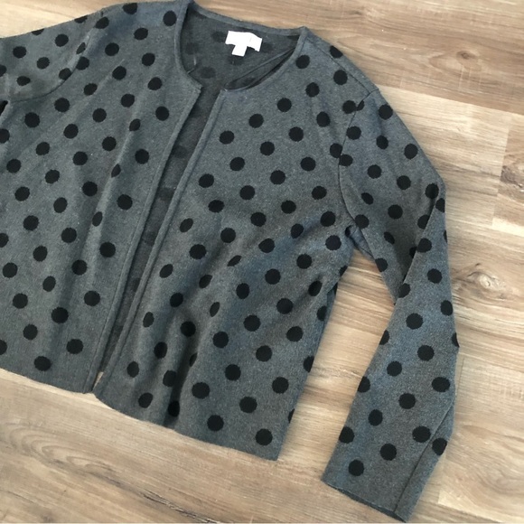 COPY - Elle Gray Black Polka Dot Open Front Cardigan Women Size XL - Picture 2 of 6